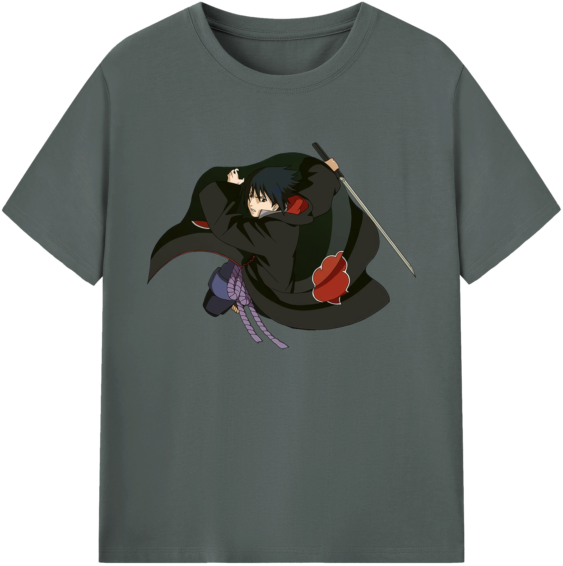 （画像用） NARUTO -ナルト- うちは サスケ Uchiha Sasuke 綿100％ メンズ半袖Tシャツ｜肌触りやわらか＆通気性
